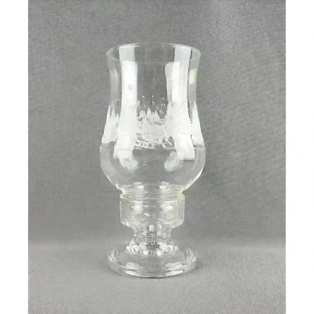 Luminarc Crystal Vintage Christmas Holiday Winter Scene Candle Hurricane Lamp - Picture 2 of 7
